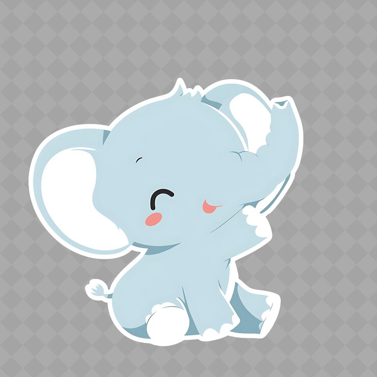 PSD un cartone animato di un bambino elefante con un naso rosa