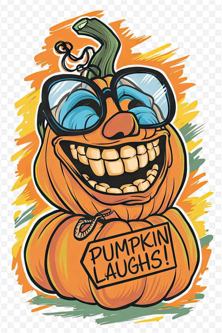 PSD un cartone animato di una zucca con le parole zucche