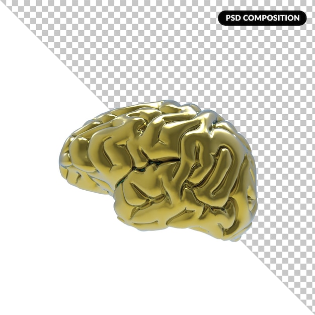Un cervello d'oro con sopra la parola PJ