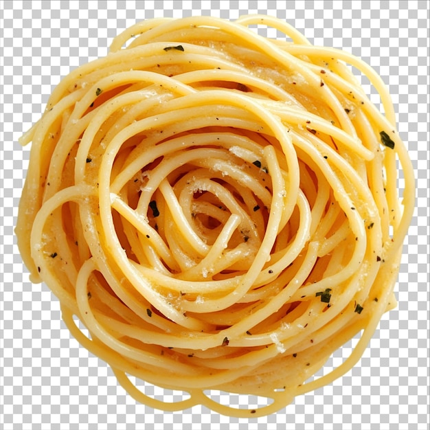 un cibo di tagliatelle in un piatto su uno sfondo trasparente
