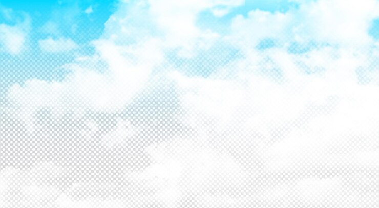 PSD un cielo blu con nuvole bianche realistiche isolate su sfondo trasparente