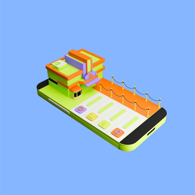 un cinema 3D con un telefono in fondo