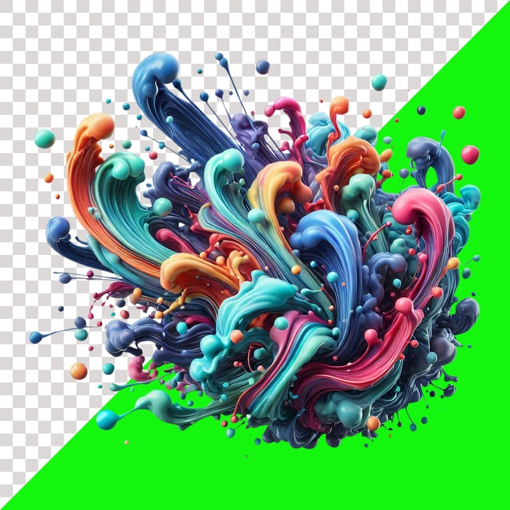 PSD un colorato spruzzo di vernice è mostrato con uno sfondo verde