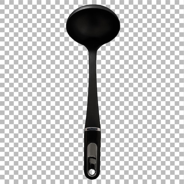 Un concetto unico di cucchiaio nero isolato su uno sfondo semplice molto adatto per l'uso in progetti per lo più di cucina