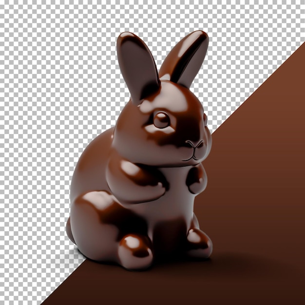 Un coniglietto di cioccolato con un coniglietto di cioccolato sul fondo.