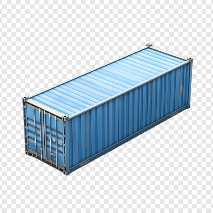 PSD un container blu pronto per il trasporto commerciale e logistico globale