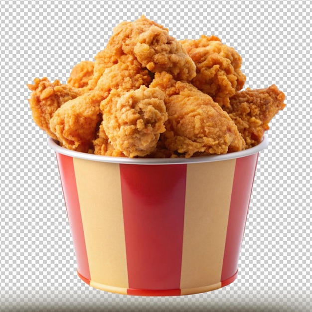 un contenitore di pollo e un contenitore rosso e bianco con una striscia rossa