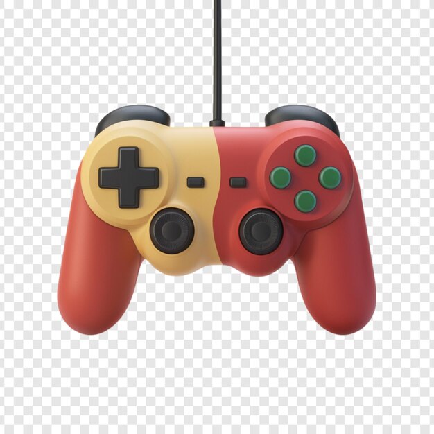 un controller di gioco rosso e giallo con il numero 3