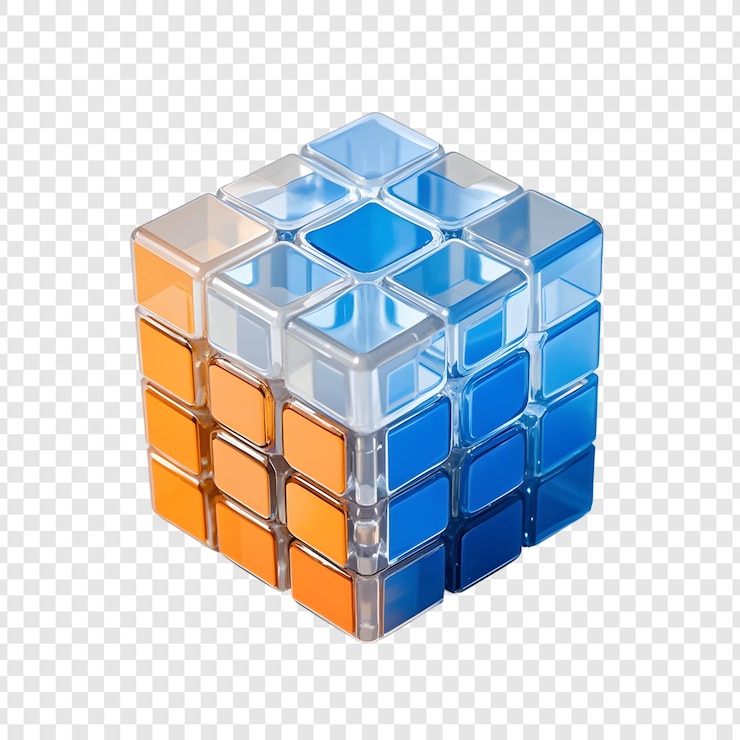 PSD un cubo con colori arancione e blu