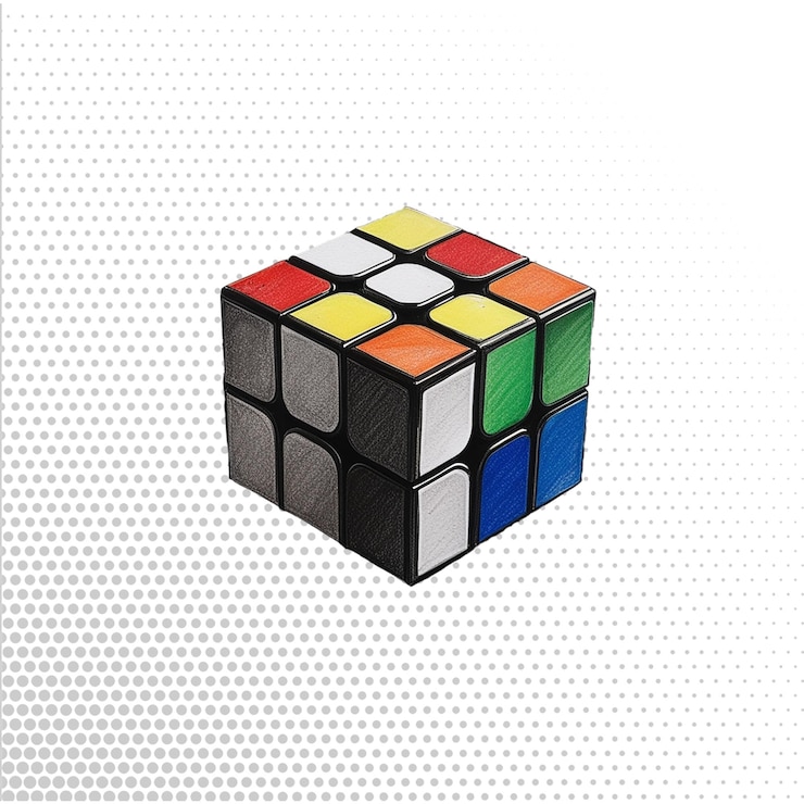 PSD un cubo con un cubo blu e rosso su di esso