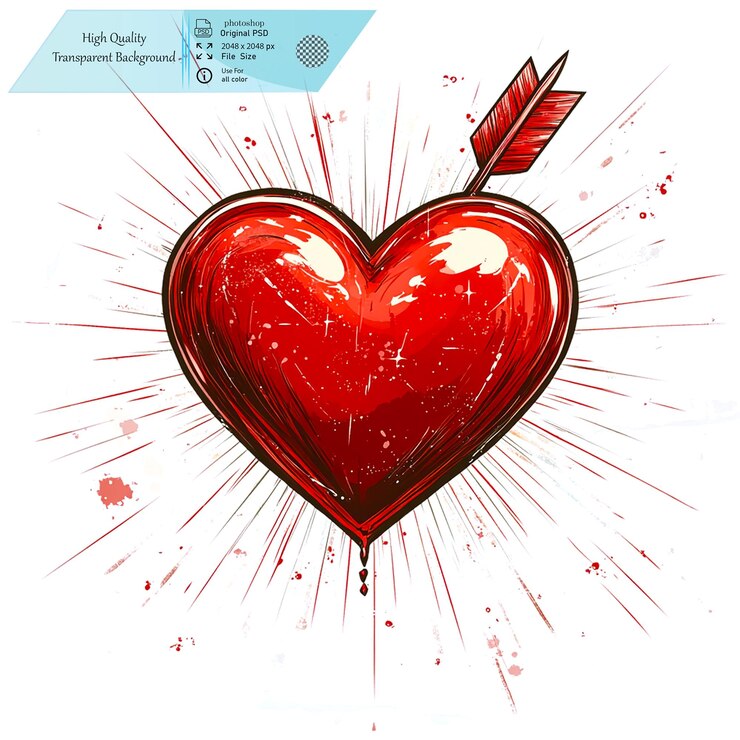 PSD un cuore con un cuore rosso in cima