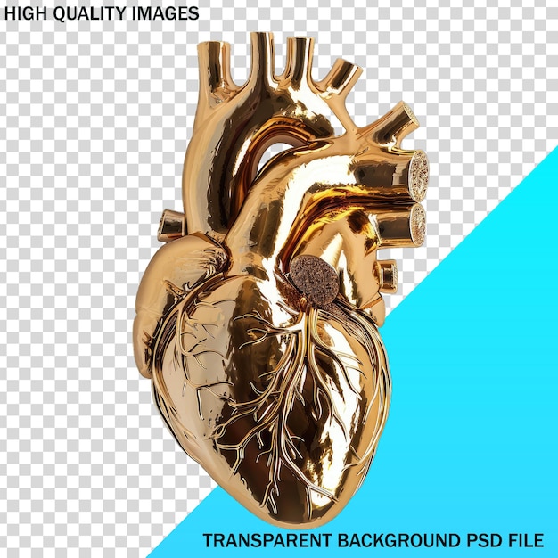 un cuore d'oro con un cuore doro su di esso