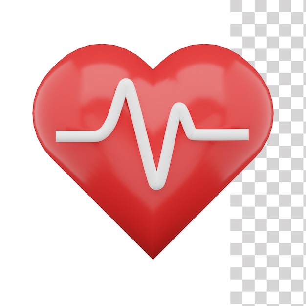 Un cuore rosso con un cuore e un battito su di esso.
