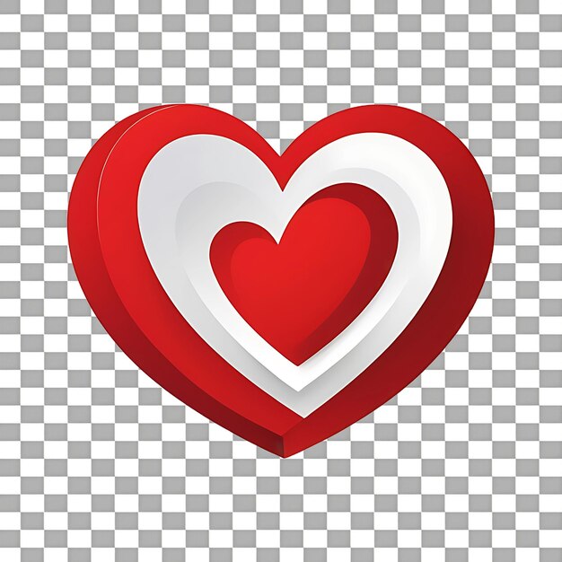Un cuore rosso isolato su uno sfondo trasparente