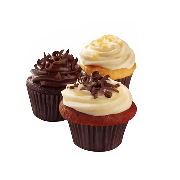 Un delizioso assortimento di cupcake con cioccolato e vaniglia