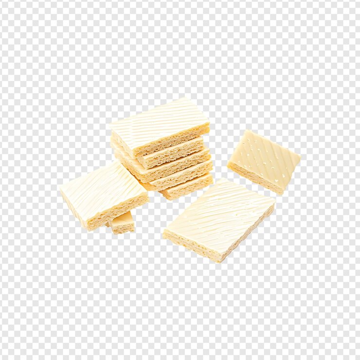 PSD un delizioso wafer di latte croccante isolato su uno sfondo trasparente