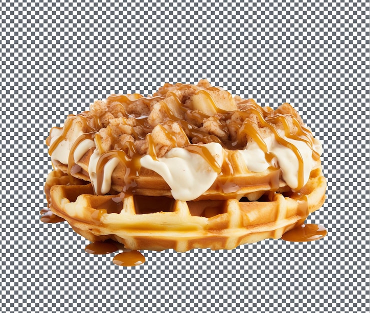 PSD un delizioso waffle di torta di mele isolato su uno sfondo trasparente