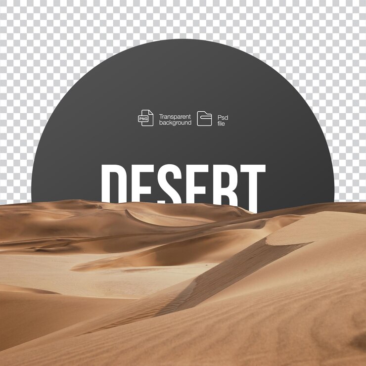 PSD un deserto con un cartello che dice deserto sullo sfondo