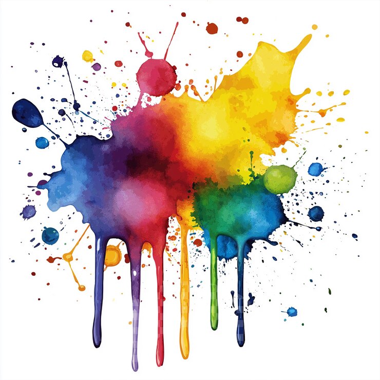 PSD un dipinto ad acquerello di gocce colorate e uno sfondo colorato