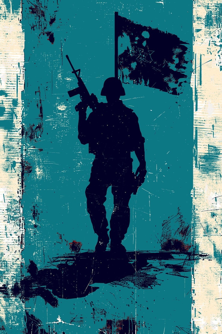PSD un dipinto di guerra di meireles con un soldato che tiene una pistola una scena del brasile e illustrazioni culturali
