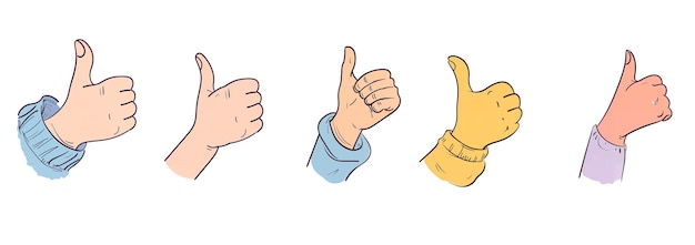 un disegno animato di un uomo che alza i pollici Rainbow Thumbs Up Illustration