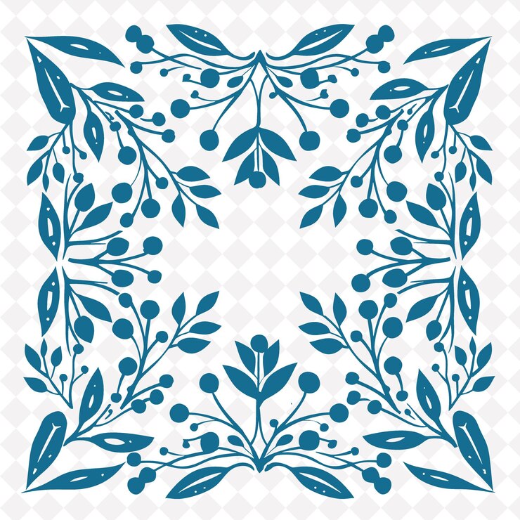 PSD un disegno blu e bianco con un fiore blu