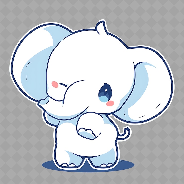 PSD un disegno di cartone animato di un elefante con un naso rosa e uno sfondo blu e bianco