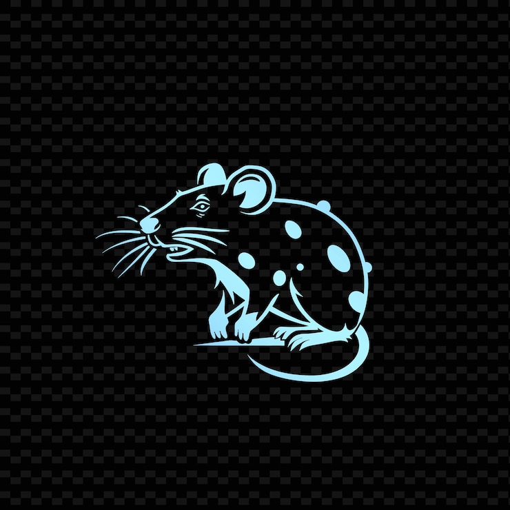 PSD un disegno di cartone animato di un ratto con una coda blu
