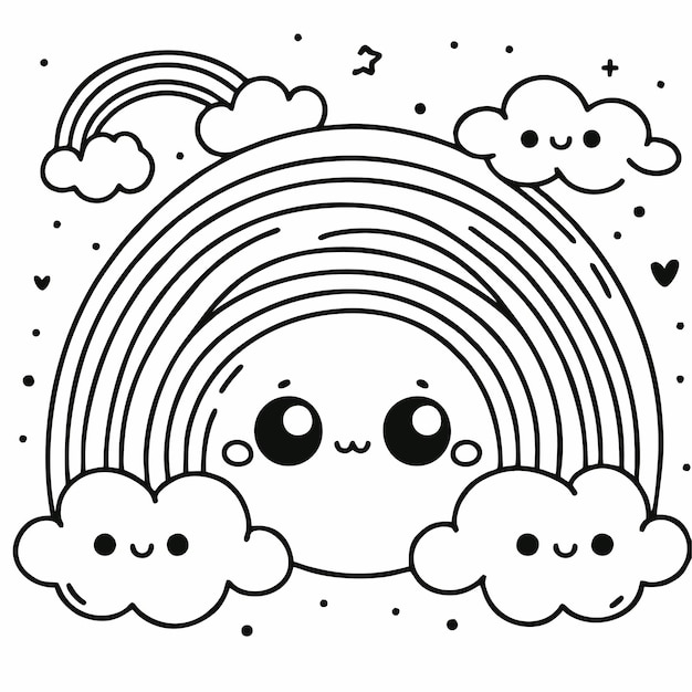un disegno di cartone animato di una bambina carina con le parole felice su di esso