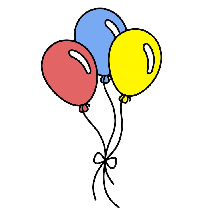 un disegno di palloncini con una lettera u su di esso
