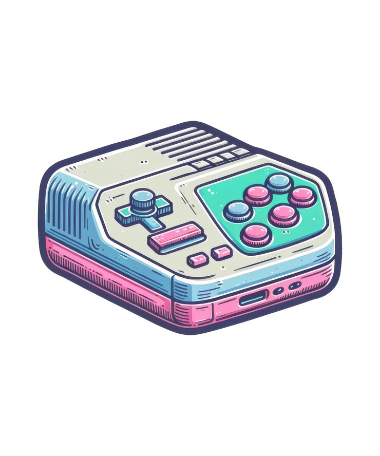 PSD un disegno di un adesivo retro colorato per videogiochi