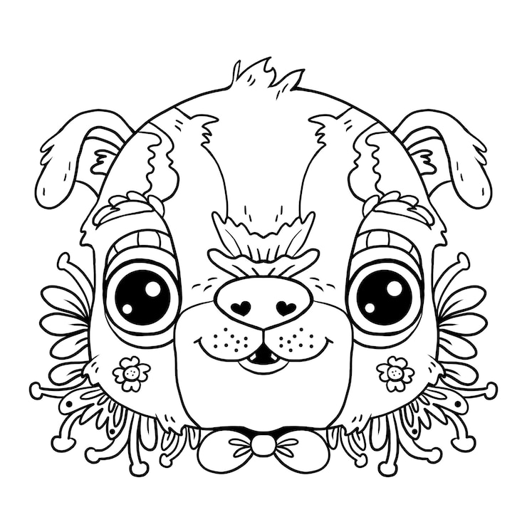 PSD un disegno di un cane di cartone animato con occhi e un mandala