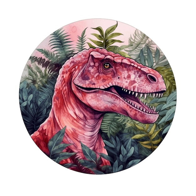 Un disegno di un dinosauro con un collo rosso e uno sfondo bianco.