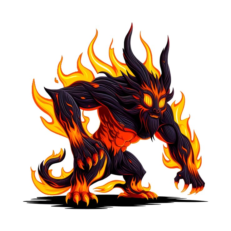PSD un disegno di un drago nero con la parola diavolo su di esso