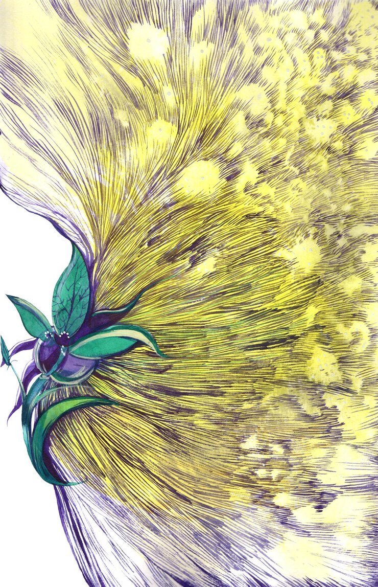 PSD un disegno di un fiore con la parola dente di leone su di esso