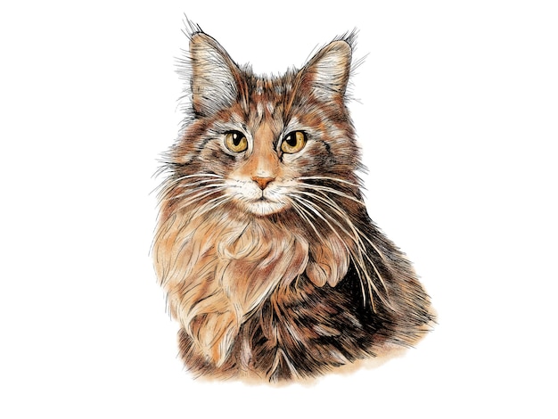 un disegno di un gatto con i baffi lunghi