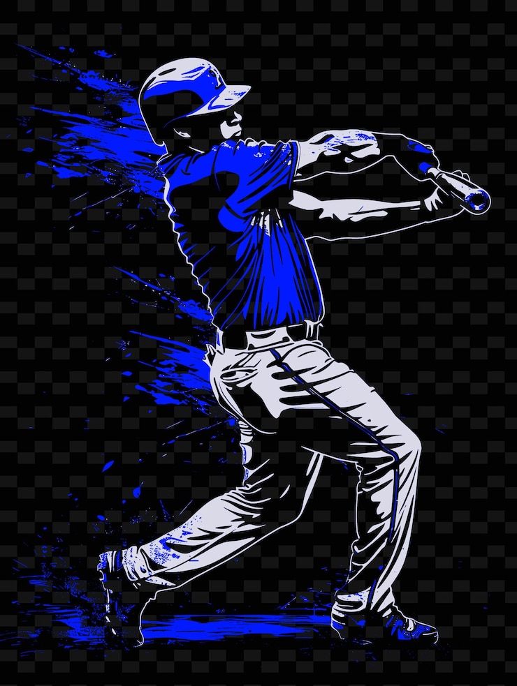 PSD un disegno di un giocatore di baseball con una camicia blu e un cappello