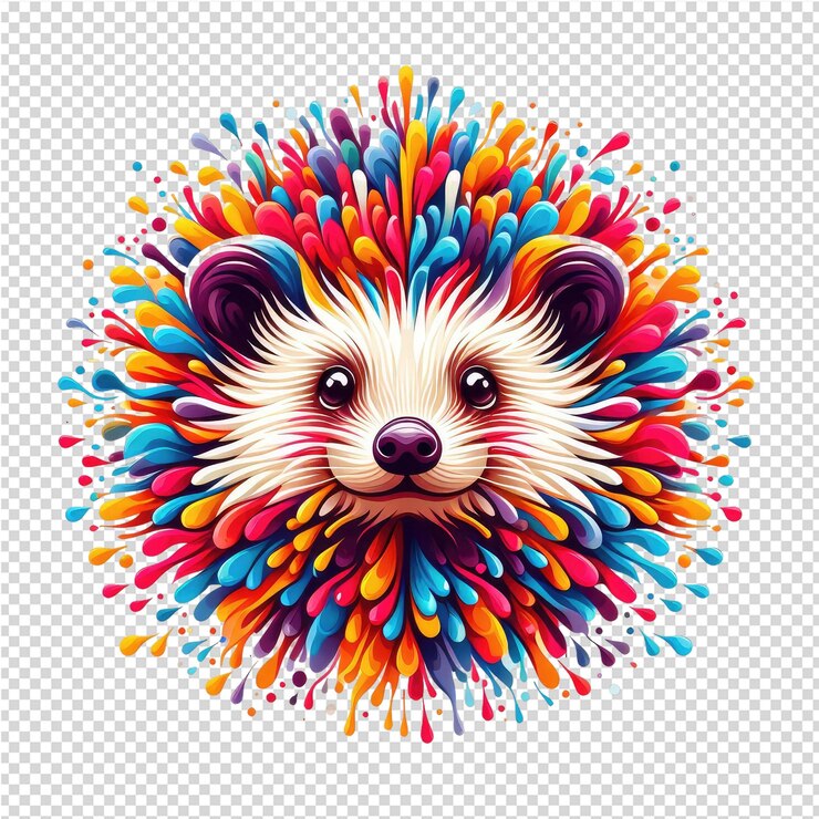 PSD un disegno di un leone con piume colorate sulla testa