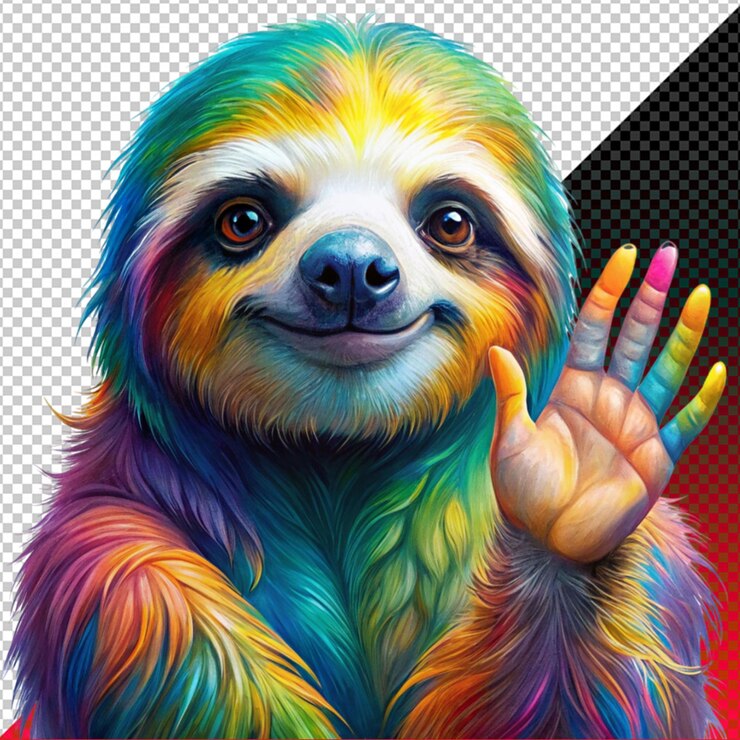 PSD un disegno di un pigrone con colori colorati e un'immagine di un pignolo