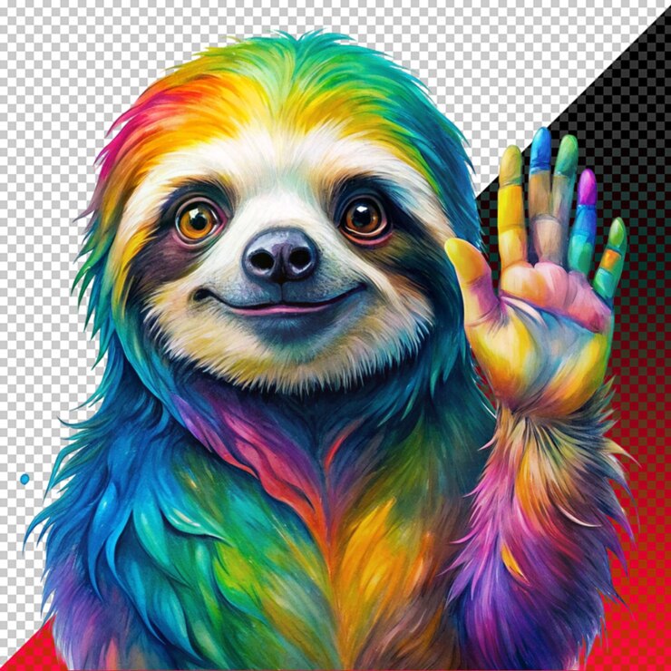PSD un disegno di un pigrone con colori colorati e un'immagine di un pignolo