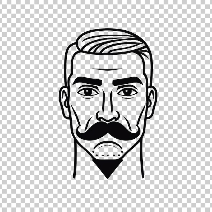 PSD un disegno di un uomo con i baffi e i baffi isolati su uno sfondo trasparente