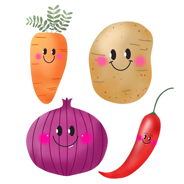 un disegno di una carota e una faccia con un sorriso