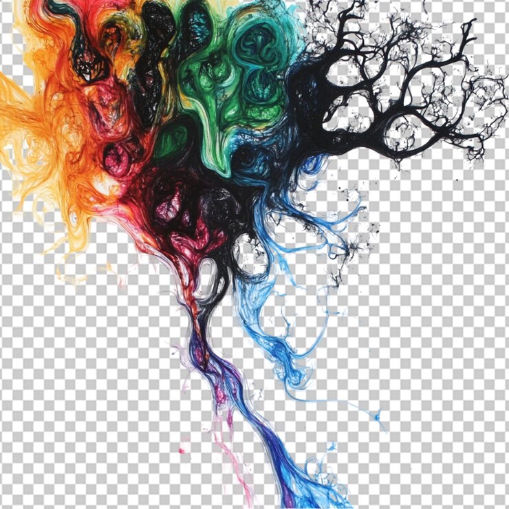 PSD un disegno di una testa umana con il cervello disegnato su di essa