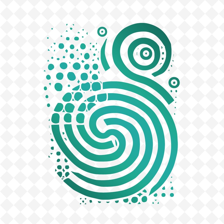 PSD un disegno geometrico verde e blu con una spirale verde e blu in cima