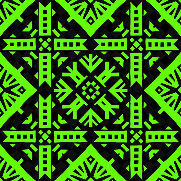 un disegno geometrico verde e nero con forme geometriche e quadrati