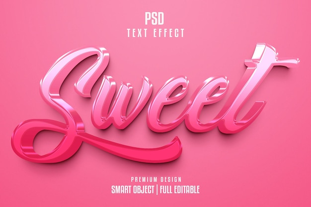 Un dolce effetto di testo 3d rosa