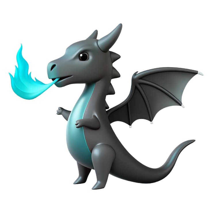 PSD un drago con una coda blu e una piuma blu