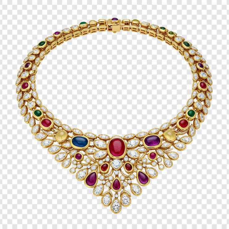 Un'eccellente collana d'oro e di pietre preziose