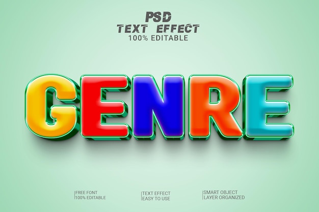 Un effetto di testo colorato con la parola genere su di esso.