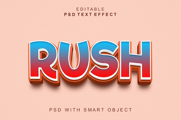Un effetto di testo rosa e blu con sopra la parola rush